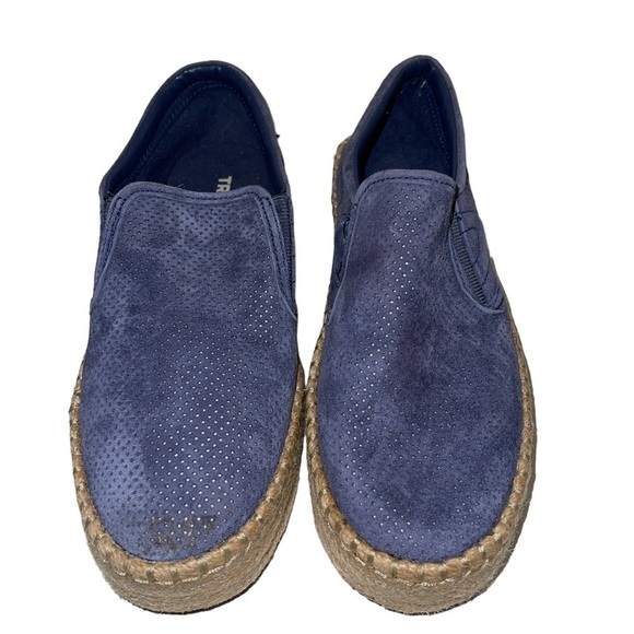 Tretorn Shoes 6.5 Blue Suede Slip On Braided Jute Cushioned - Picture 2 of 9
